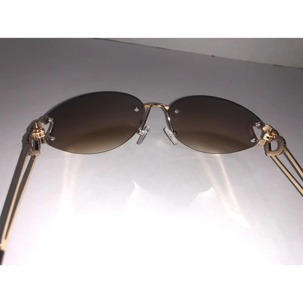 Unbranded Women's Gold Connected Hearts Fashion‎ Sunglasses with Case